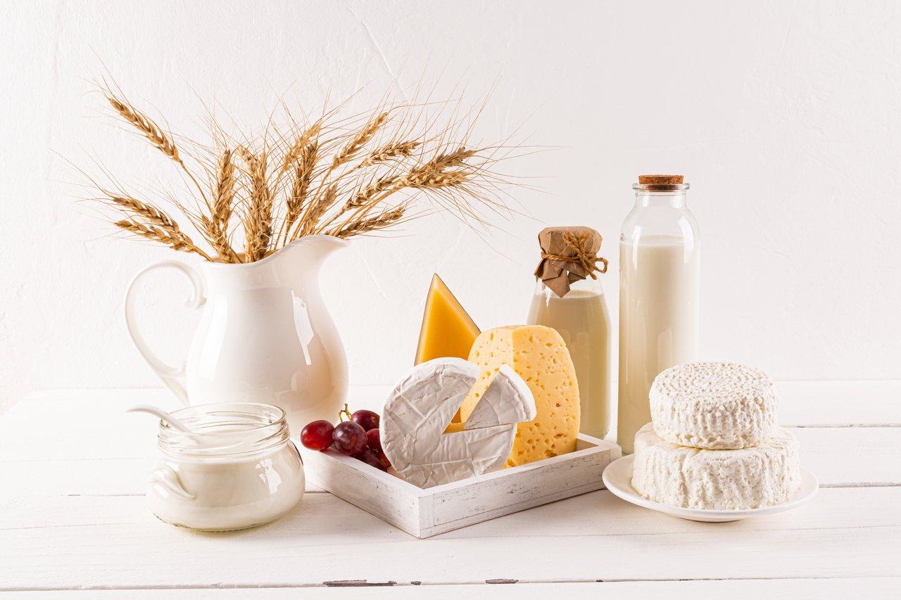 Une sélection de produits laitiers normands emblématiques : camembert, beurre d’Isigny et pâturages verdoyants.